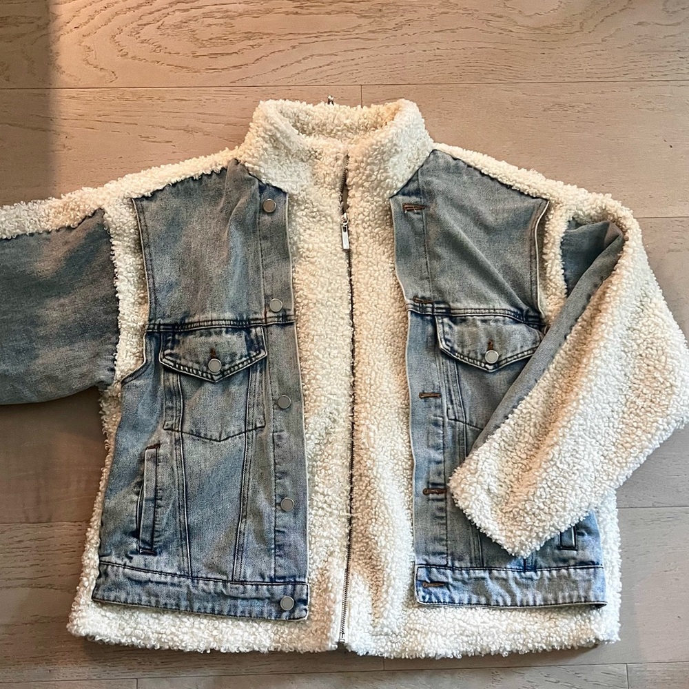 Blank NYC Half Denim Sherpa Jacket size M